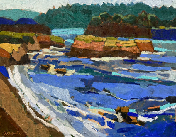 Waves Washing In and Out, Mendocino / 11 x 14 / Oil on Canvas