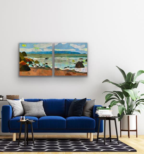 Falling in Love, Bodega Bay Diptych / 30 x 60 / Oil on Canvas