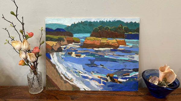 Waves Washing In and Out, Mendocino / 11 x 14 / Oil on Canvas