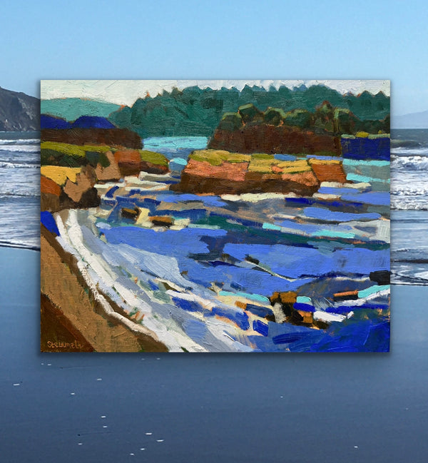 Waves Washing In and Out, Mendocino / 11 x 14 / Oil on Canvas