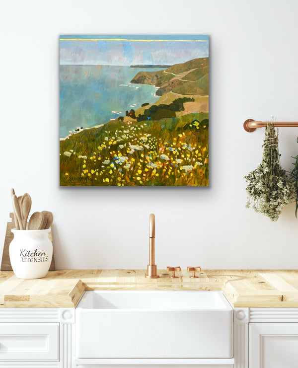 Mustard and Fennel Above Slide Ranch  / 30 x 30 / Oil on Canvas