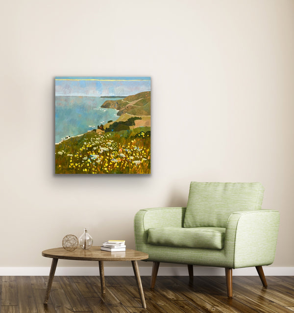 Mustard and Fennel Above Slide Ranch  / 30 x 30 / Oil on Canvas