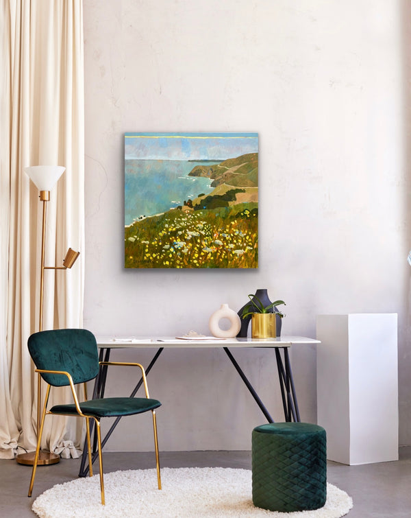 Mustard and Fennel Above Slide Ranch  / 30 x 30 / Oil on Canvas
