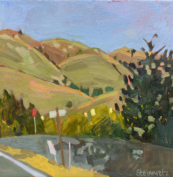 Muir Beach Stop Sign / 8 x 8 / Oil on Canvas