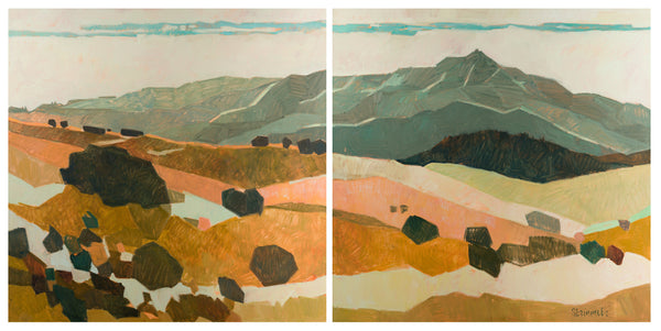 PRINT: Mount Tam From Ring Mountain with Peach II, Diptych.