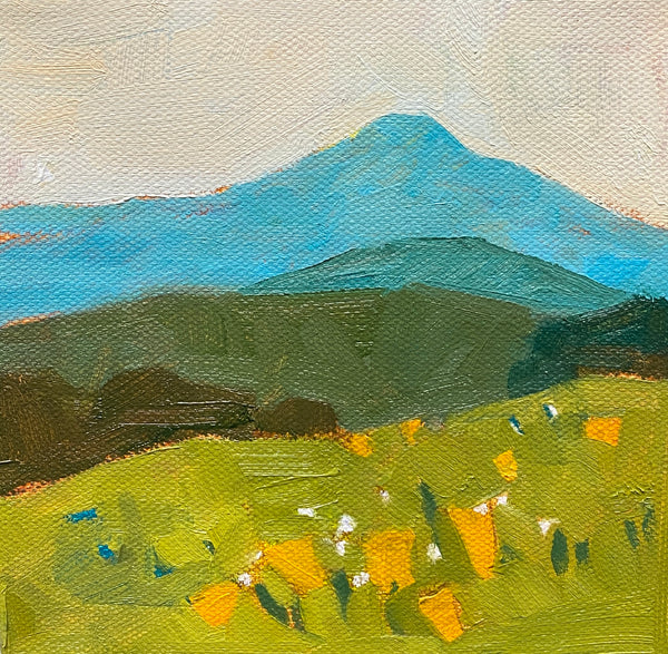 Poppy Hike, Ring Mountain / 6 x 6 / Oil on Canvas