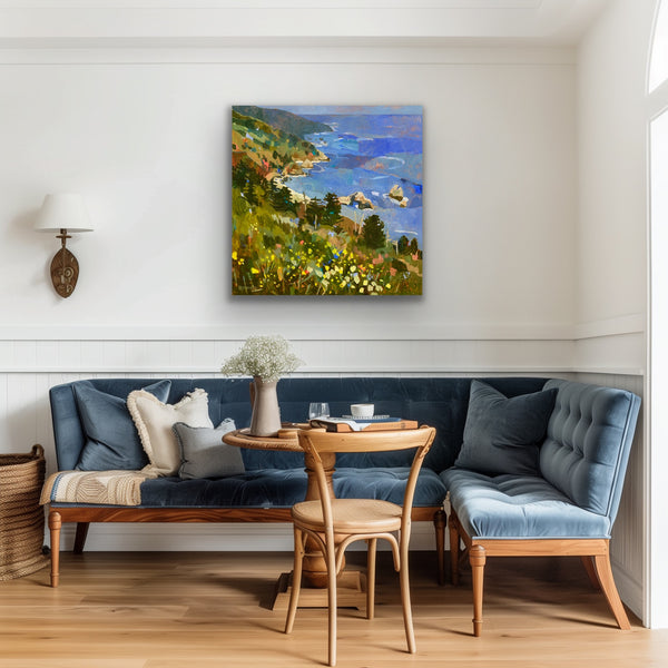 Sitting in the Flowers, Looking for Whales / 30 x 30 / Oil on Canvas