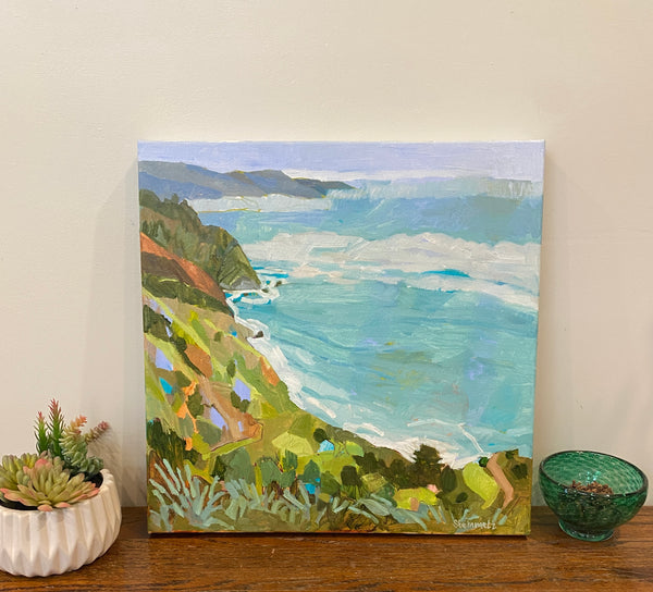 Swells and Fog at Fullers, Big Sur / 18 x 18 / Oil on Canvas